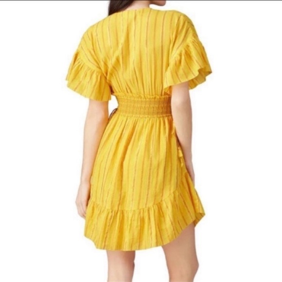 NWT Anthropologie Saylor Boho Yellow Stripe Mini Dress Size XS - Picture 3 of 11